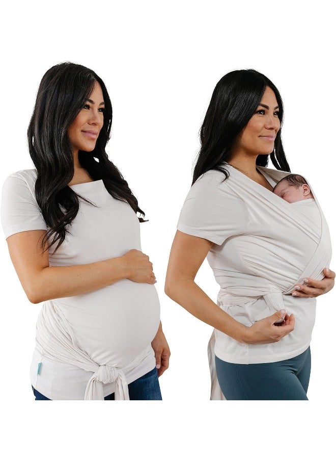 Moby Bump & Beyond T-Shirt Wrap | Ivory – Size 2 (Medium) | Versatile Support Wrap for Pregnant Mothers | Carrier for Newborns | Comfortable & Stylish | Carries Babies up to 19.8lbs (8–12 Months)