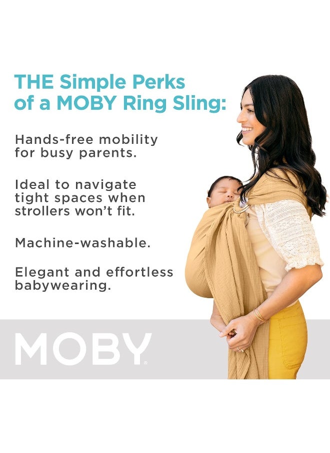 Moby Ring Sling | Versatile Support Wrap for Mothers, Fathers, and Caregivers | Baby Wrap and Carrier for Newborns, Infants, and Toddlers | Holder Can Carry Babies up to 33 lbs | Saffron
