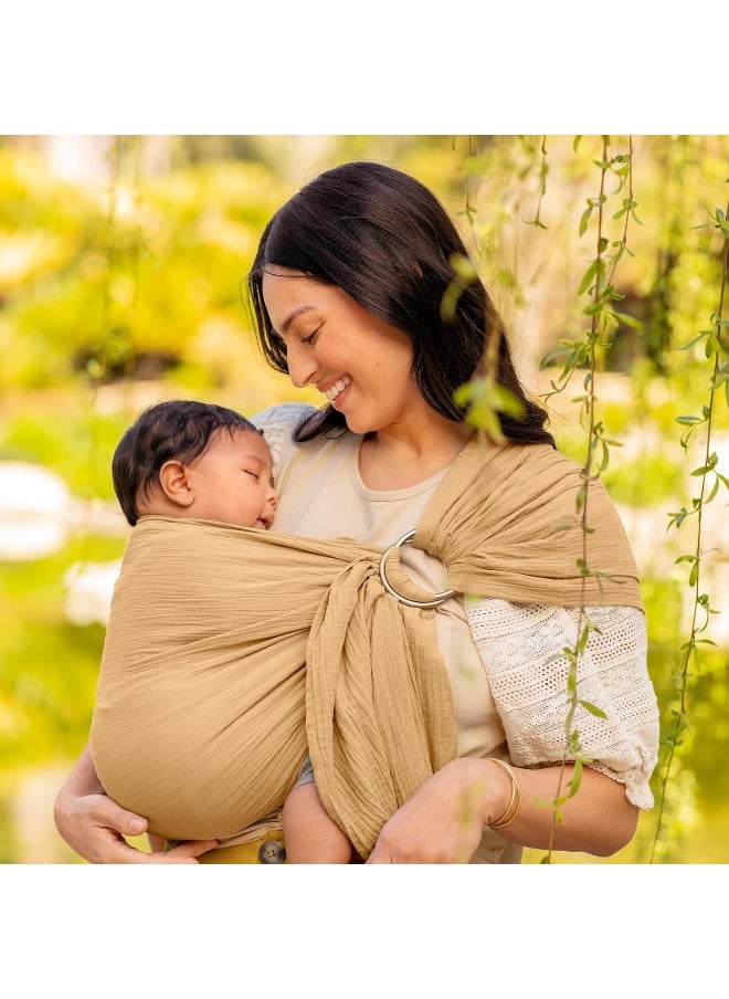 Moby Ring Sling | Versatile Support Wrap for Mothers, Fathers, and Caregivers | Baby Wrap and Carrier for Newborns, Infants, and Toddlers | Holder Can Carry Babies up to 33 lbs | Saffron