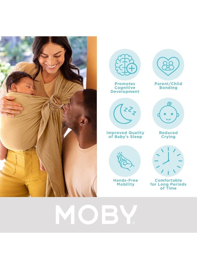 Moby Ring Sling | Versatile Support Wrap for Mothers, Fathers, and Caregivers | Baby Wrap and Carrier for Newborns, Infants, and Toddlers | Holder Can Carry Babies up to 33 lbs | Saffron