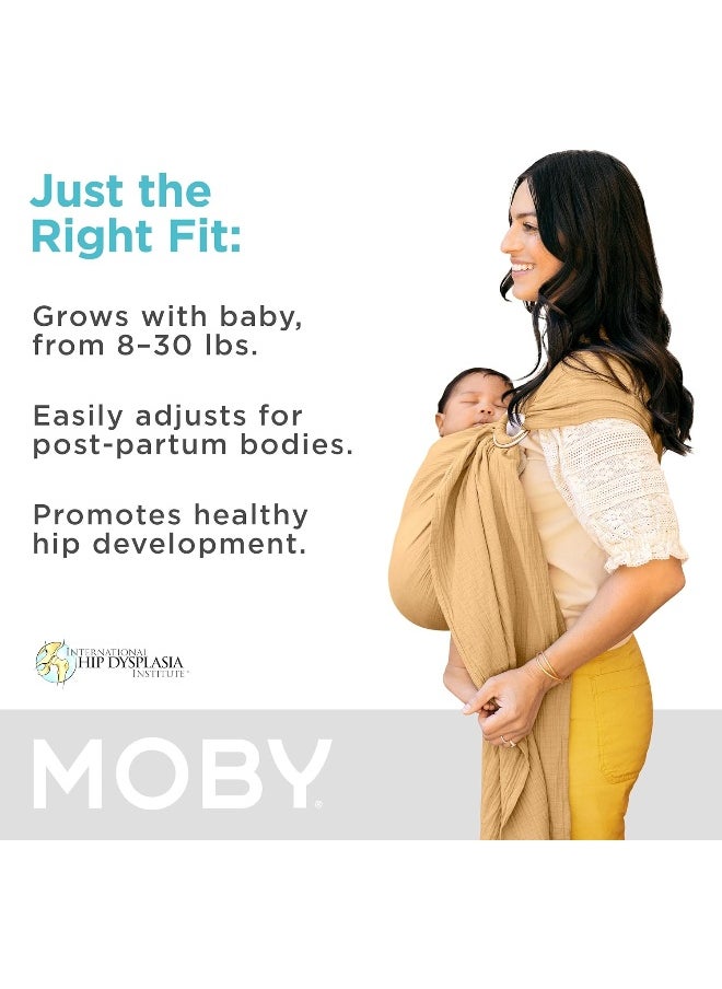 Moby Ring Sling | Versatile Support Wrap for Mothers, Fathers, and Caregivers | Baby Wrap and Carrier for Newborns, Infants, and Toddlers | Holder Can Carry Babies up to 33 lbs | Saffron