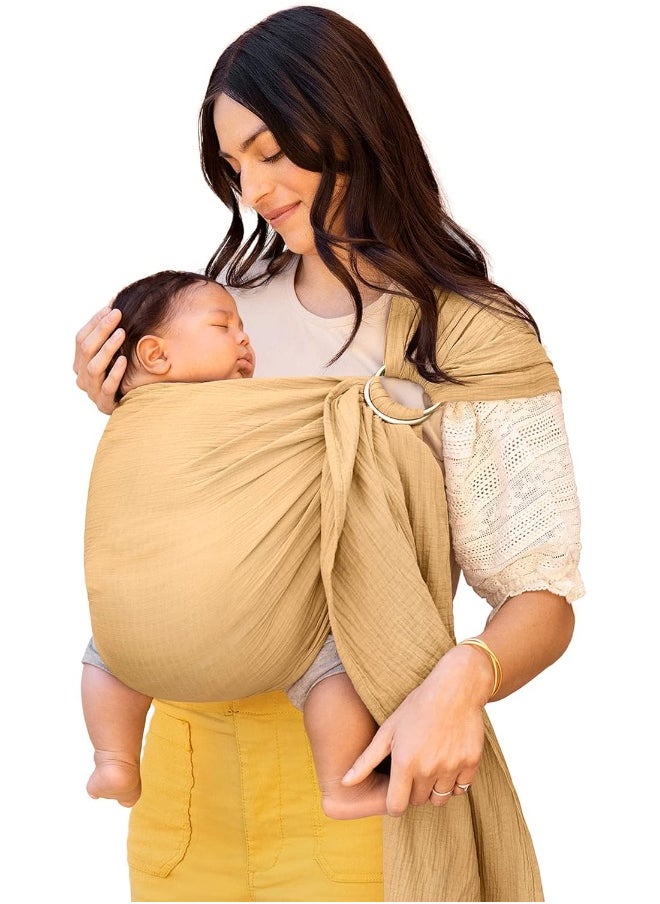 Moby Ring Sling | Versatile Support Wrap for Mothers, Fathers, and Caregivers | Baby Wrap and Carrier for Newborns, Infants, and Toddlers | Holder Can Carry Babies up to 33 lbs | Saffron