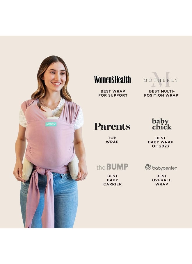MOBY Dusty Rose Classic Baby Wrap Carrier for Newborn to Toddler up to 33lbs, Baby Sling from Birth, One Size Fits All, Breathable Stretchy Made from 100% Cotton, Unisex