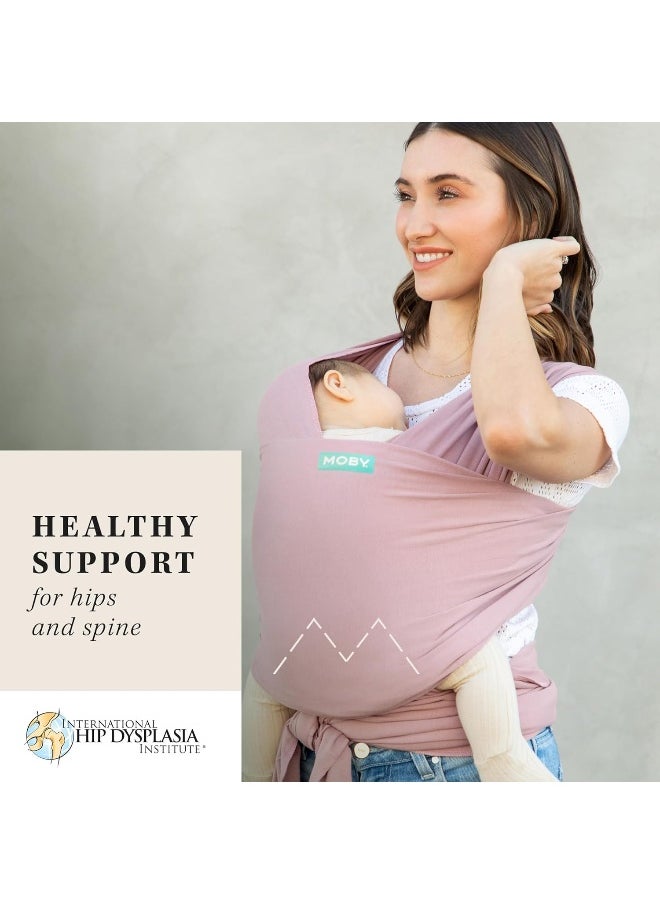MOBY Dusty Rose Classic Baby Wrap Carrier for Newborn to Toddler up to 33lbs, Baby Sling from Birth, One Size Fits All, Breathable Stretchy Made from 100% Cotton, Unisex