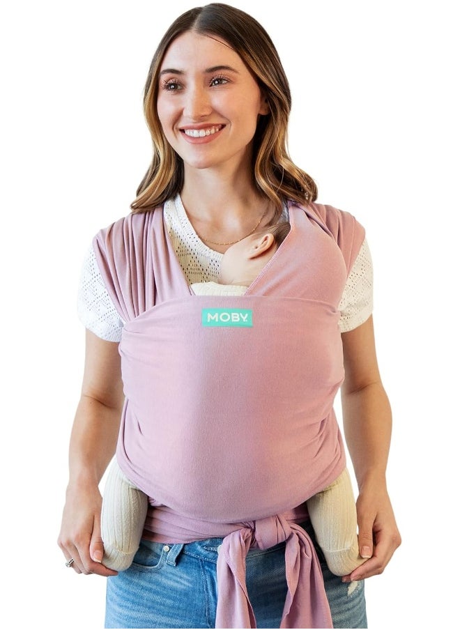 MOBY Dusty Rose Classic Baby Wrap Carrier for Newborn to Toddler up to 33lbs, Baby Sling from Birth, One Size Fits All, Breathable Stretchy Made from 100% Cotton, Unisex
