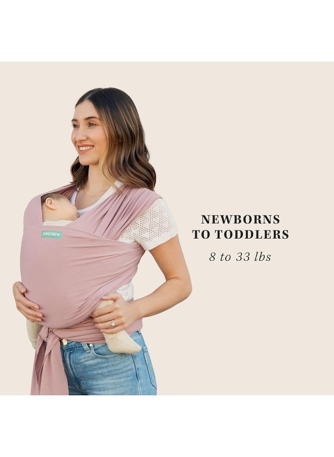 MOBY Dusty Rose Classic Baby Wrap Carrier for Newborn to Toddler up to 33lbs, Baby Sling from Birth, One Size Fits All, Breathable Stretchy Made from 100% Cotton, Unisex