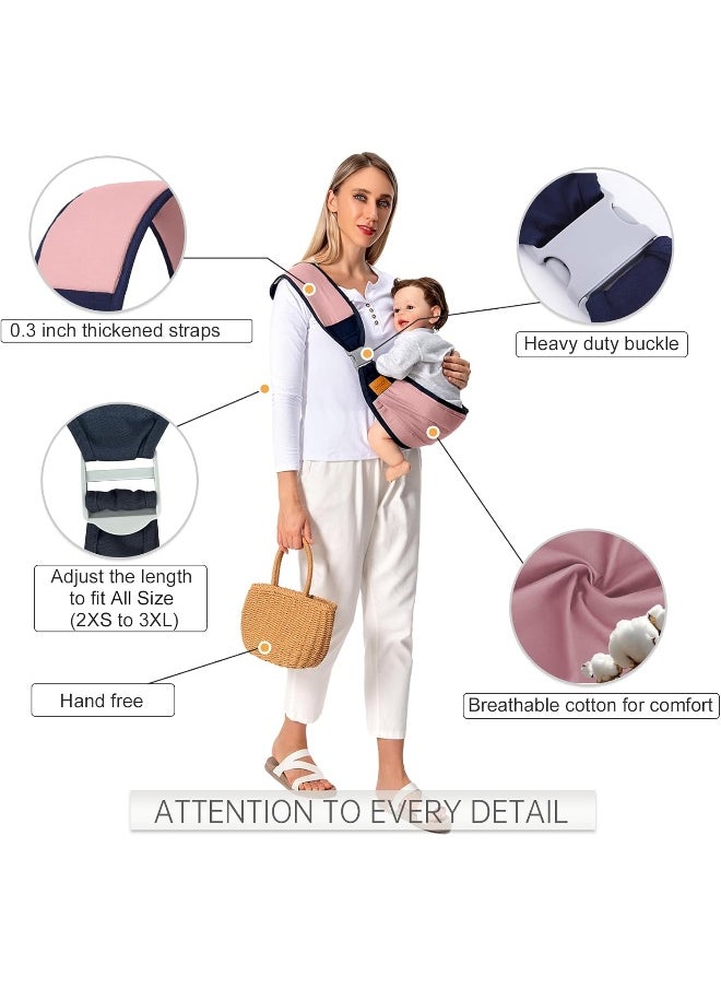 Shiaon Baby Sling Carrier, Baby Carrier Newborn to Toddler(7-45lbs), Toddler Carrier with Safety Buckle, One Shoulder Adjustable Shoulder Strap, One Size Fits All, Pink