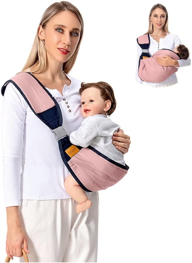 Shiaon Baby Sling Carrier, Baby Carrier Newborn to Toddler(7-45lbs), Toddler Carrier with Safety Buckle, One Shoulder Adjustable Shoulder Strap, One Size Fits All, Pink