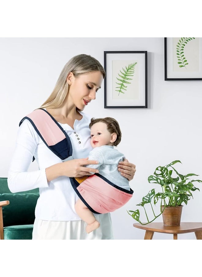 Shiaon Baby Sling Carrier, Baby Carrier Newborn to Toddler(7-45lbs), Toddler Carrier with Safety Buckle, One Shoulder Adjustable Shoulder Strap, One Size Fits All, Pink