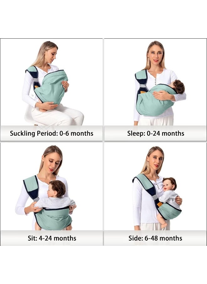 Shiaon Baby Sling Carrier, Baby Carrier Newborn to Toddler(7-45lbs), Toddler Carrier with Safety Buckle, One Shoulder Adjustable Shoulder Strap, One Size Fits All, Green