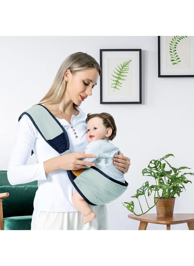 Shiaon Baby Sling Carrier, Baby Carrier Newborn to Toddler(7-45lbs), Toddler Carrier with Safety Buckle, One Shoulder Adjustable Shoulder Strap, One Size Fits All, Green