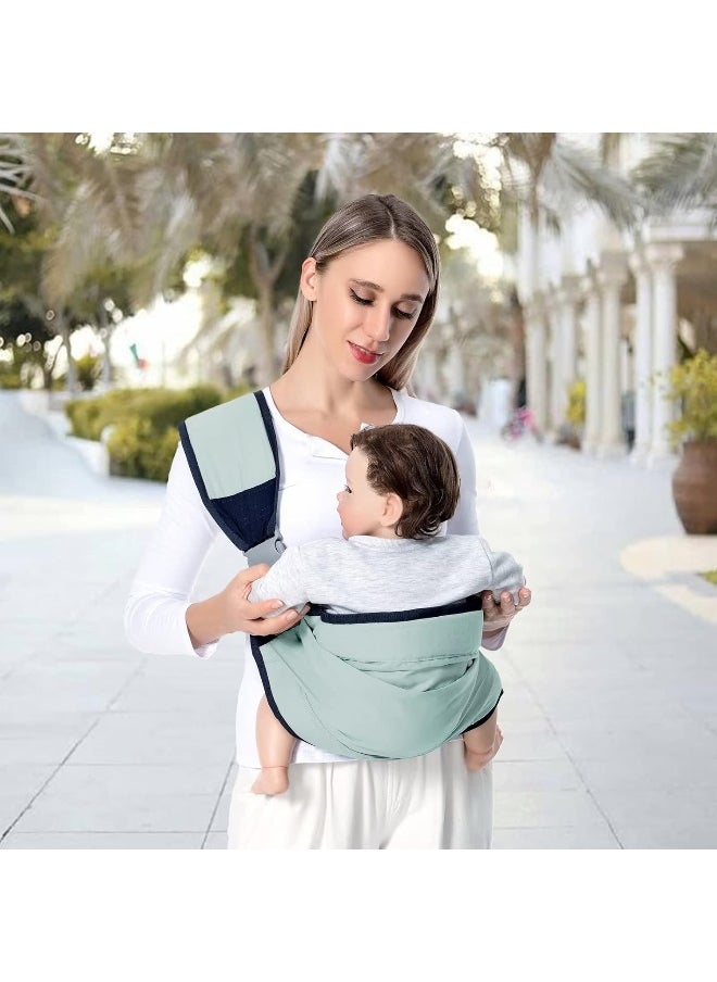 Shiaon Baby Sling Carrier, Baby Carrier Newborn to Toddler(7-45lbs), Toddler Carrier with Safety Buckle, One Shoulder Adjustable Shoulder Strap, One Size Fits All, Green