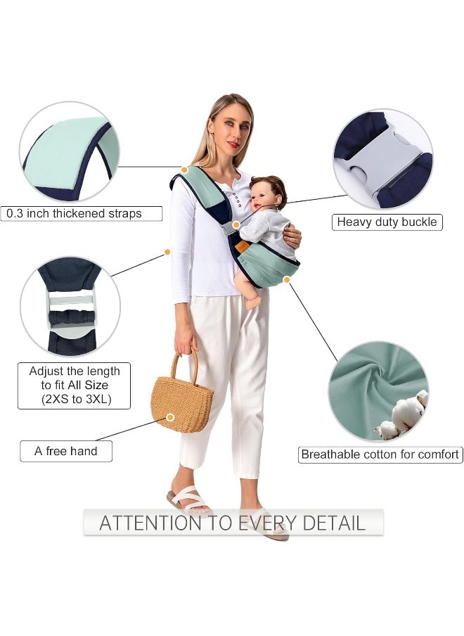 Shiaon Baby Sling Carrier, Baby Carrier Newborn to Toddler(7-45lbs), Toddler Carrier with Safety Buckle, One Shoulder Adjustable Shoulder Strap, One Size Fits All, Green
