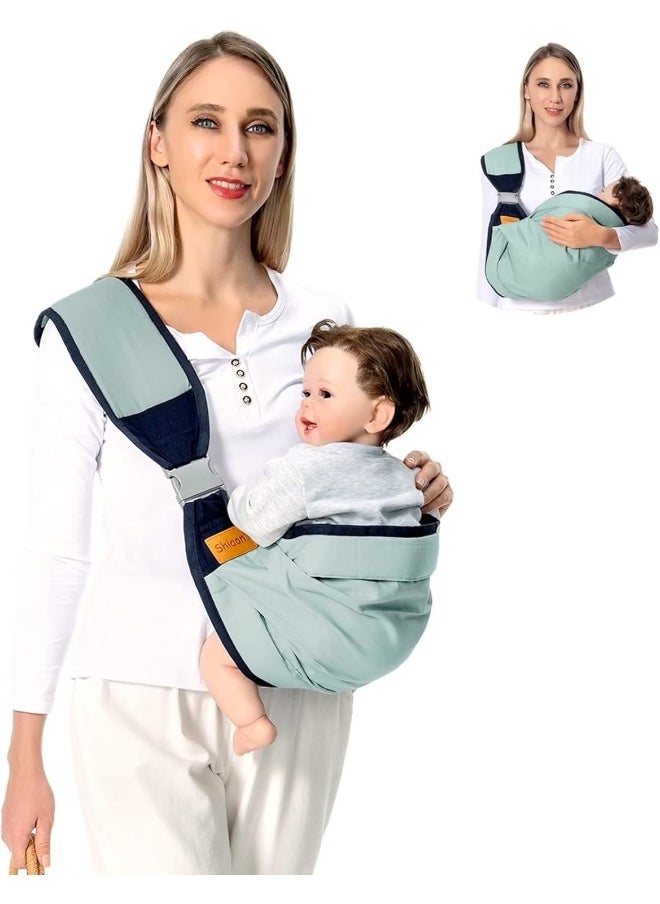 Shiaon Baby Sling Carrier, Baby Carrier Newborn to Toddler(7-45lbs), Toddler Carrier with Safety Buckle, One Shoulder Adjustable Shoulder Strap, One Size Fits All, Green