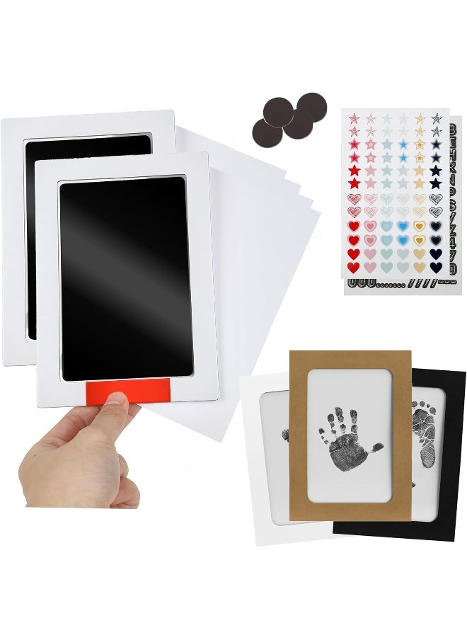 Baby Mushroom XL Inkless Hand & Footprint Kit | Clean-Touch Ink Pads Large | Keepsake Frames + Accessories