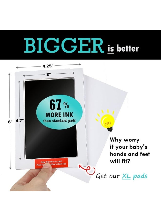 Baby Mushroom XL Inkless Hand & Footprint Kit | Clean-Touch Ink Pads Large | Keepsake Frames + Accessories