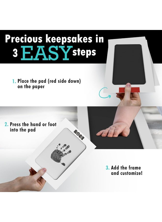 Baby Mushroom XL Inkless Hand & Footprint Kit | Clean-Touch Ink Pads Large | Keepsake Frames + Accessories