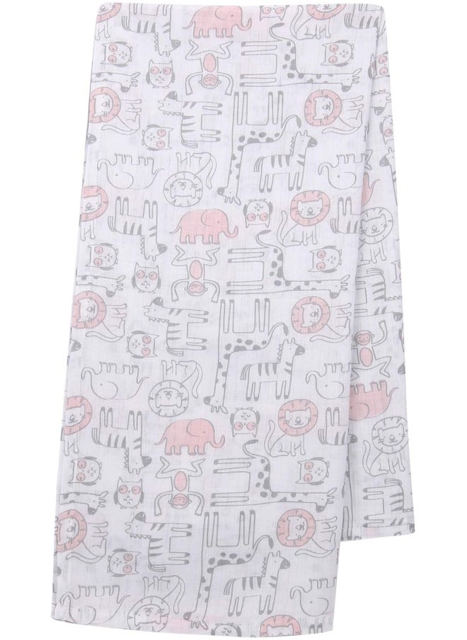 Lambs & Ivy 5 Piece Pink/Gray Plush Infant/Newborn Baby Gift Bag w/Swaddle