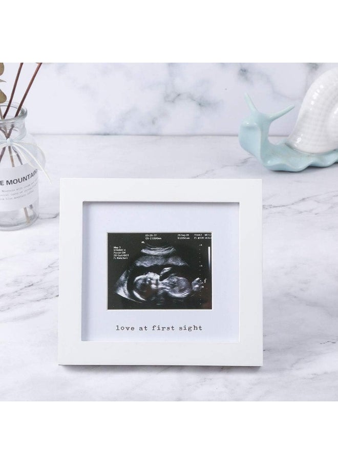 IHEIPYE Baby Sonogram Photo Frame - 1st Ultrasound Picture Frame - Idea Gift for Expecting Parents, Baby Shower, Gender Reveal Party, Baby Nursery Decor silver text White 16