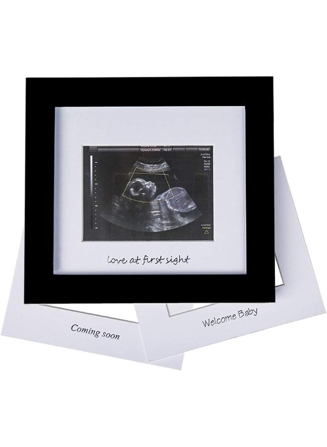 IHEIPYE Baby Sonogram Photo Frame - 1st Ultrasound Picture Frame - Idea Gift for Expecting Parents, Baby Shower, Gender Reveal Party, Baby Nursery Decor (Silver Text, Black)