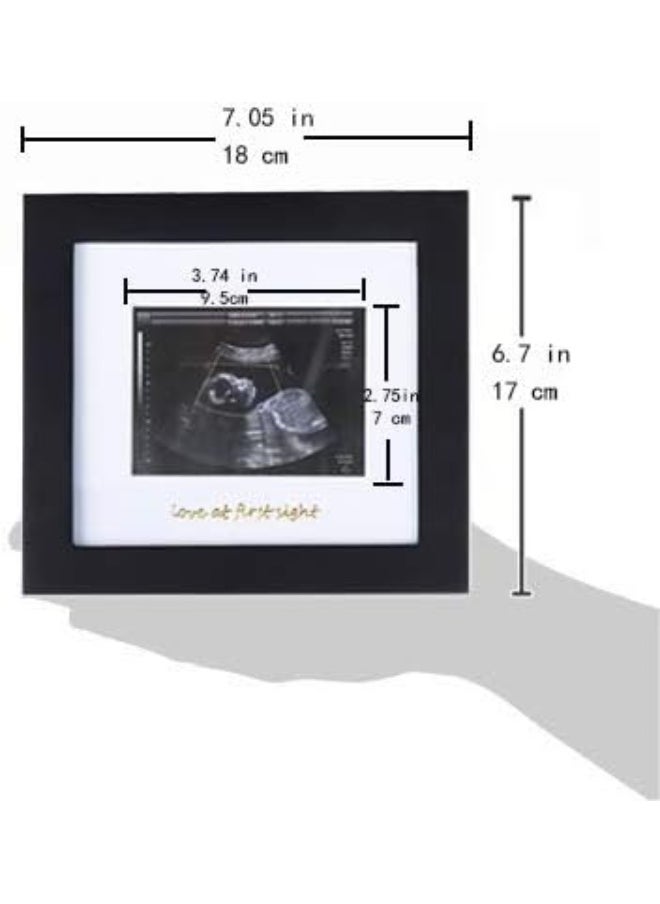 IHEIPYE Baby Sonogram Photo Frame - 1st Ultrasound Picture Frame - Idea Gift for Expecting Parents, Baby Shower, Gender Reveal Party, Baby Nursery Decor (Silver Text, Black)