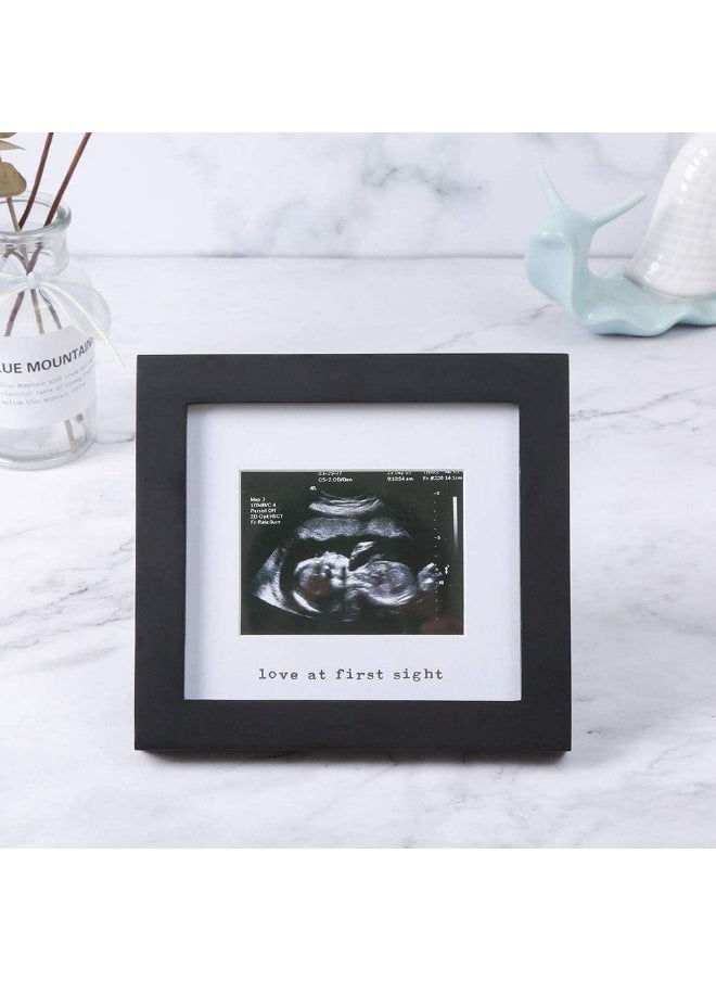 IHEIPYE Baby Sonogram Photo Frame - 1st Ultrasound Picture Frame - Idea Gift for Expecting Parents, Baby Shower, Gender Reveal Party, Baby Nursery Decor (Silver Text, Black)