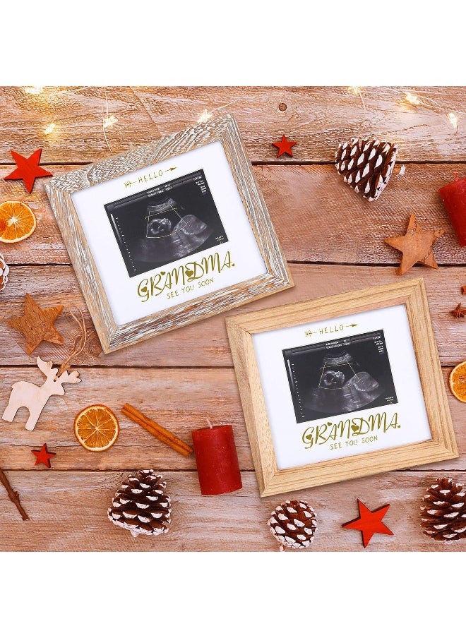 IHEIPYE Grandma Sonogram Picture Frame - Baby Announcement Gifts for Grandparents - Pregnancy Announcement, Soon To Be Grandma Gift, Hello See You Soon - Weathered White