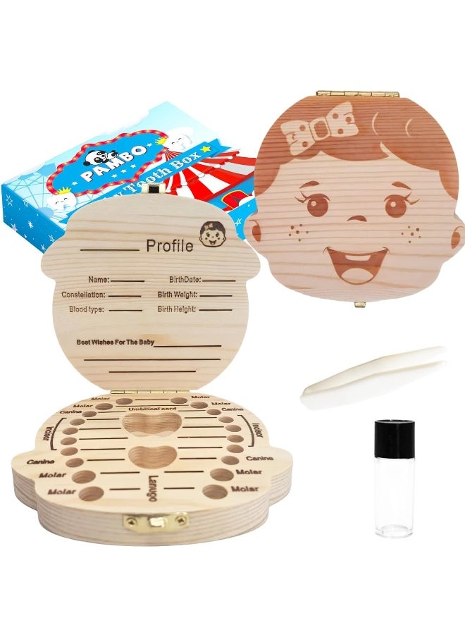 PAMBO Tooth Keepsake Box For Girls, Tooth Fairy Holder Box for Kids, Baby Shower And Birthday Gift - 2 Pack