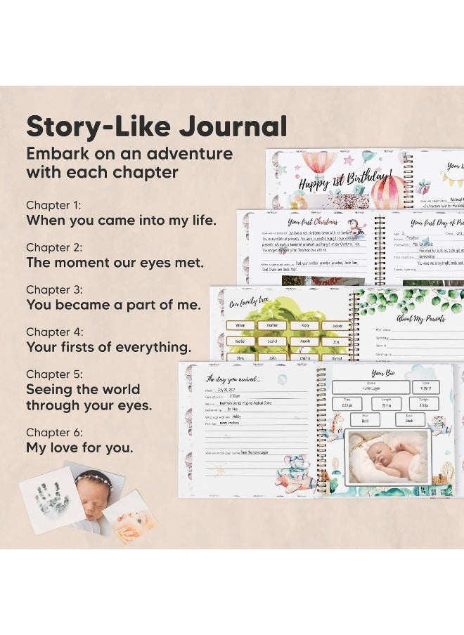 First 5 Years Baby Memory Book Girl, Boy - 90 Pages Hardcover First Year Baby Book Keepsake, Baby Milestone Book for New Parents, Baby Scrapbook, Baby Album and Memory Book Journal (Adventureland)