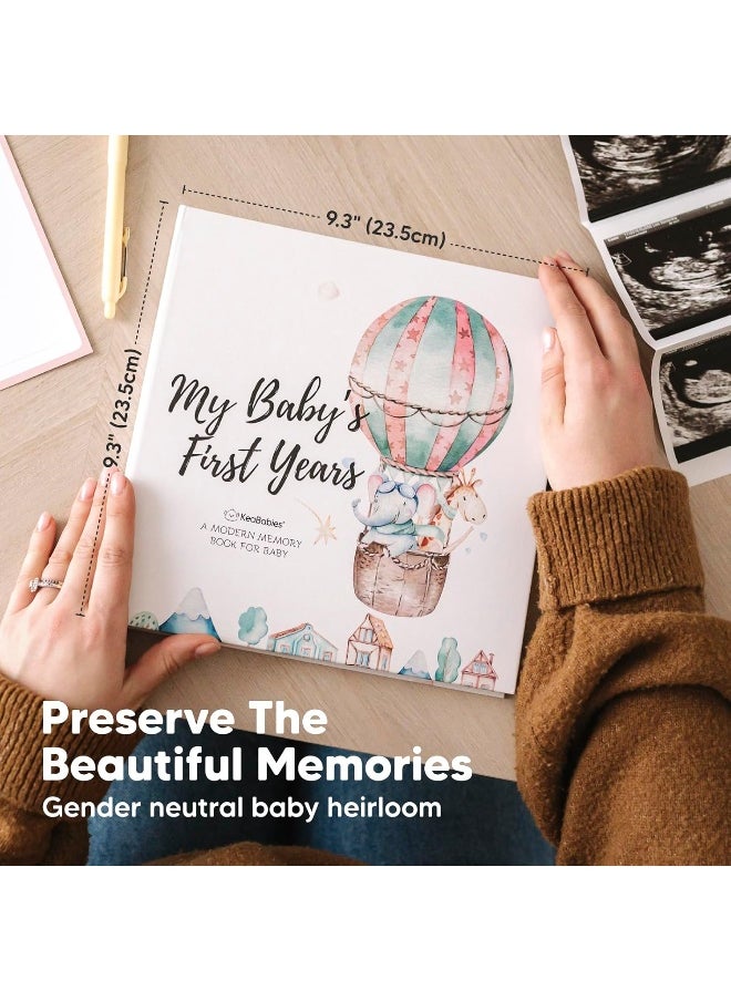 First 5 Years Baby Memory Book Girl, Boy - 90 Pages Hardcover First Year Baby Book Keepsake, Baby Milestone Book for New Parents, Baby Scrapbook, Baby Album and Memory Book Journal (Adventureland)