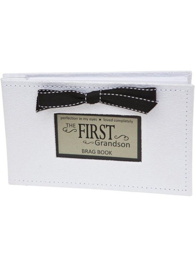 The Grandparent Gift Co. First Grandson Brag Book - Faux Suede Photo Album for New Grandparents