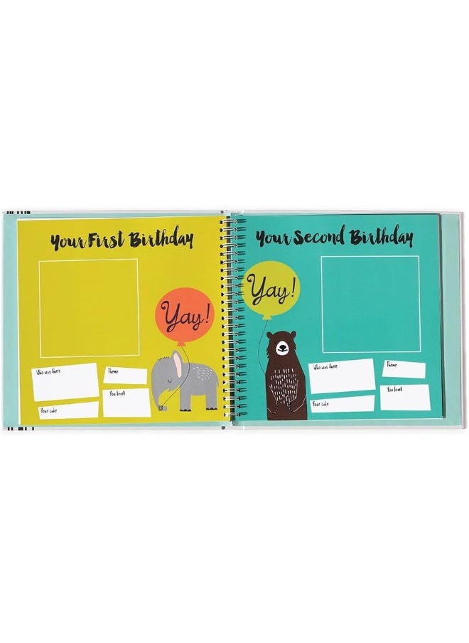 Lucy Darling Baby Memory Book, Themed Baby First Year Book, First 5 Years Journal & Photo Album for Baby Boy/Girl, Keepsake Books, Gender Neutral Memories & Milestone Book, Mom Gift - Little Animal