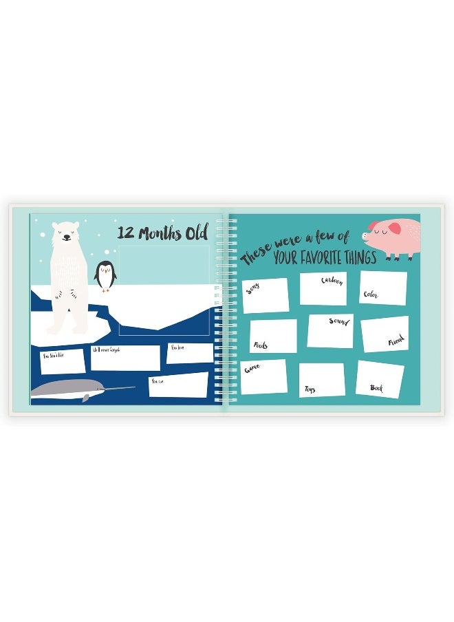 Lucy Darling Baby Memory Book, Themed Baby First Year Book, First 5 Years Journal & Photo Album for Baby Boy/Girl, Keepsake Books, Gender Neutral Memories & Milestone Book, Mom Gift - Little Animal