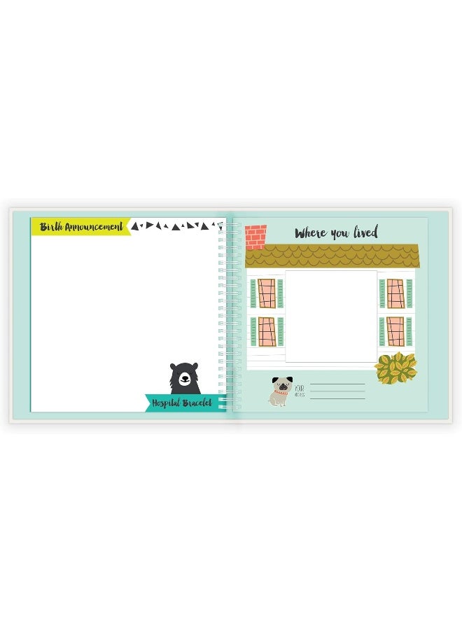 Lucy Darling Baby Memory Book, Themed Baby First Year Book, First 5 Years Journal & Photo Album for Baby Boy/Girl, Keepsake Books, Gender Neutral Memories & Milestone Book, Mom Gift - Little Animal