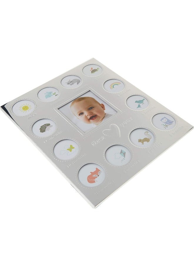 Carter's Baby's First Year Animal Theme Silver Metal Month by Month Picture Frame, 9.75