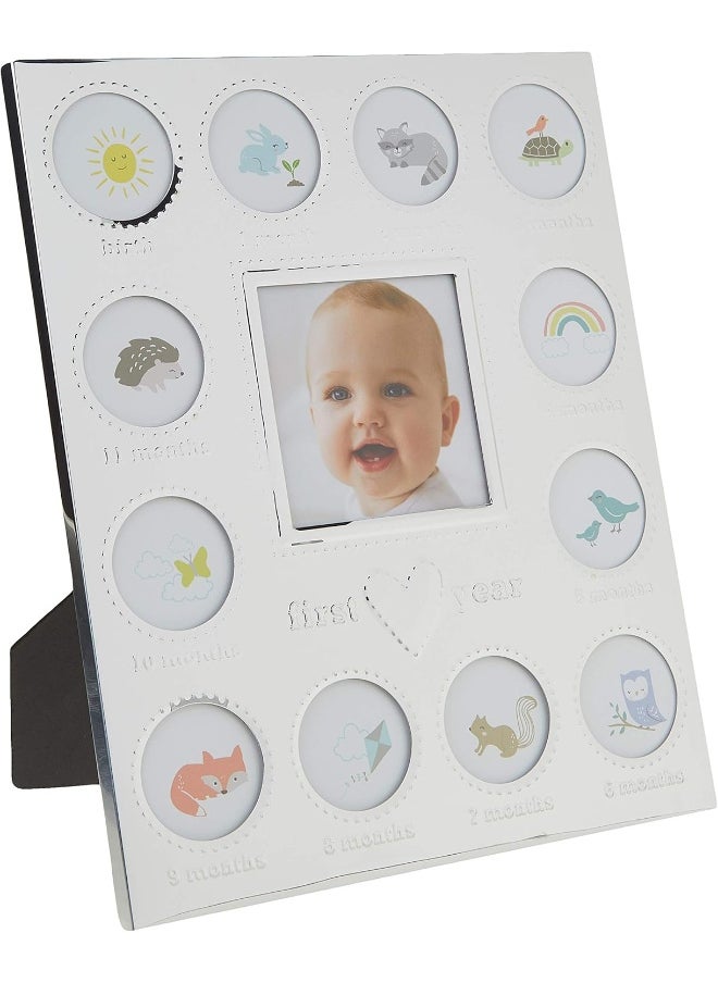 Carter's Baby's First Year Animal Theme Silver Metal Month by Month Picture Frame, 9.75