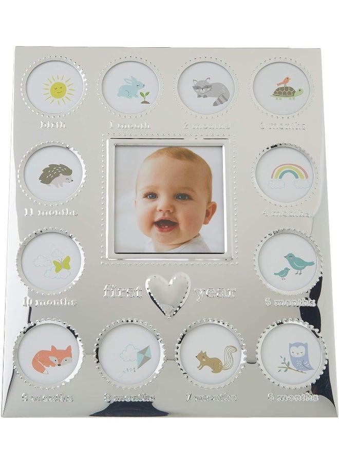 Carter's Baby's First Year Animal Theme Silver Metal Month by Month Picture Frame, 9.75
