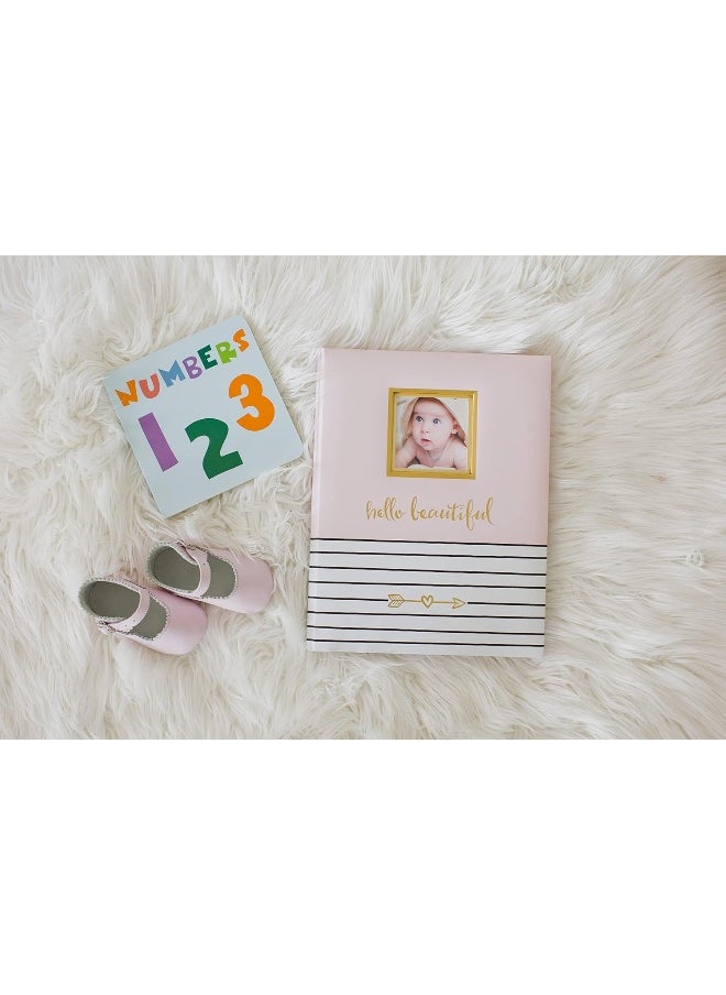 Pearhead Hello Beautiful First 5 Years Baby Memory Book with Photo Insert, Perfect Keepsake, Pink, 1 Count (Pack of 1)