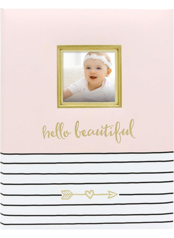 Pearhead Hello Beautiful First 5 Years Baby Memory Book with Photo Insert, Perfect Keepsake, Pink, 1 Count (Pack of 1)
