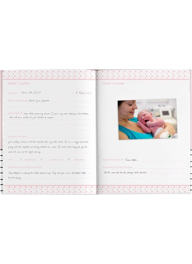 Pearhead Hello Beautiful First 5 Years Baby Memory Book with Photo Insert, Perfect Keepsake, Pink, 1 Count (Pack of 1)