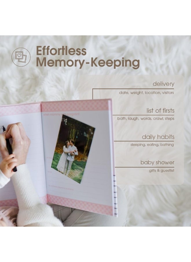 Pearhead Hello Beautiful First 5 Years Baby Memory Book with Photo Insert, Perfect Keepsake, Pink, 1 Count (Pack of 1)