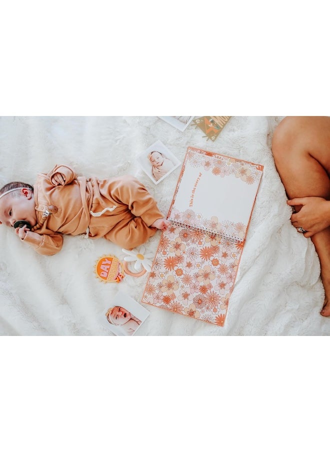 Lucy Darling Flower Child Baby Memory Book - First Year Journal Album To Capture Precious Moments - Milestone Keepsake For Girl - Made In USA