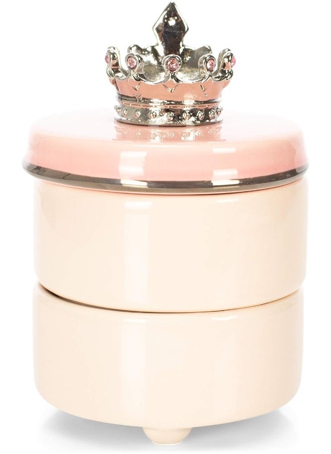 DEMDACO First Tooth and Curl Pink Ceramic Stoneware Children's Stackable Keepsake Box
