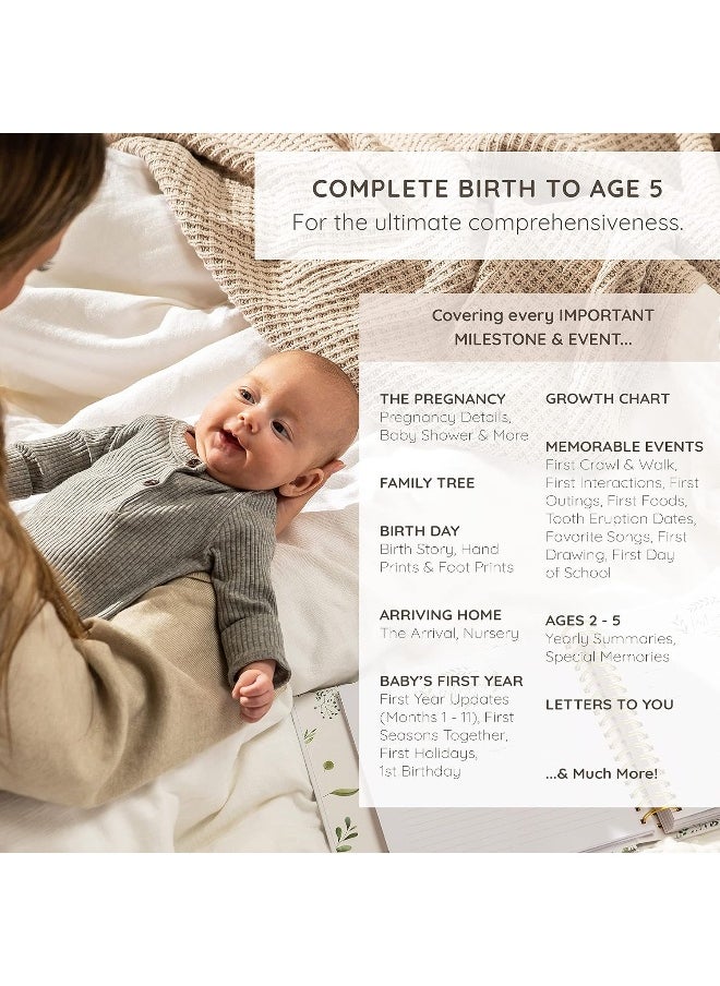 ZIRI & ZANE Keepsake Memory Book for Baby Boy or Girl Timeless First 5 Year Baby Book A Milestone Book to Record Every Event from Birth to Age 5 Gender Neutral Journal Scrapbook Photo Album