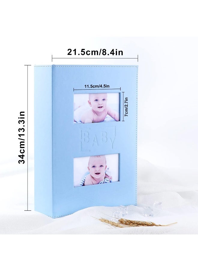Ywlake Baby Photo Album 4x6 300 Pocket Pictures, Leather Cover Newborn Shower Boy Bebe Album Holds 300 Horizontal Photos Blue