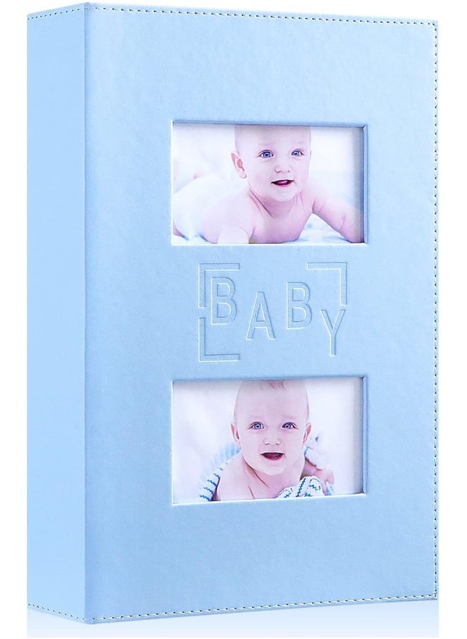 Ywlake Baby Photo Album 4x6 300 Pocket Pictures, Leather Cover Newborn Shower Boy Bebe Album Holds 300 Horizontal Photos Blue