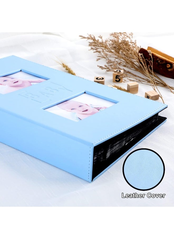 Ywlake Baby Photo Album 4x6 300 Pocket Pictures, Leather Cover Newborn Shower Boy Bebe Album Holds 300 Horizontal Photos Blue