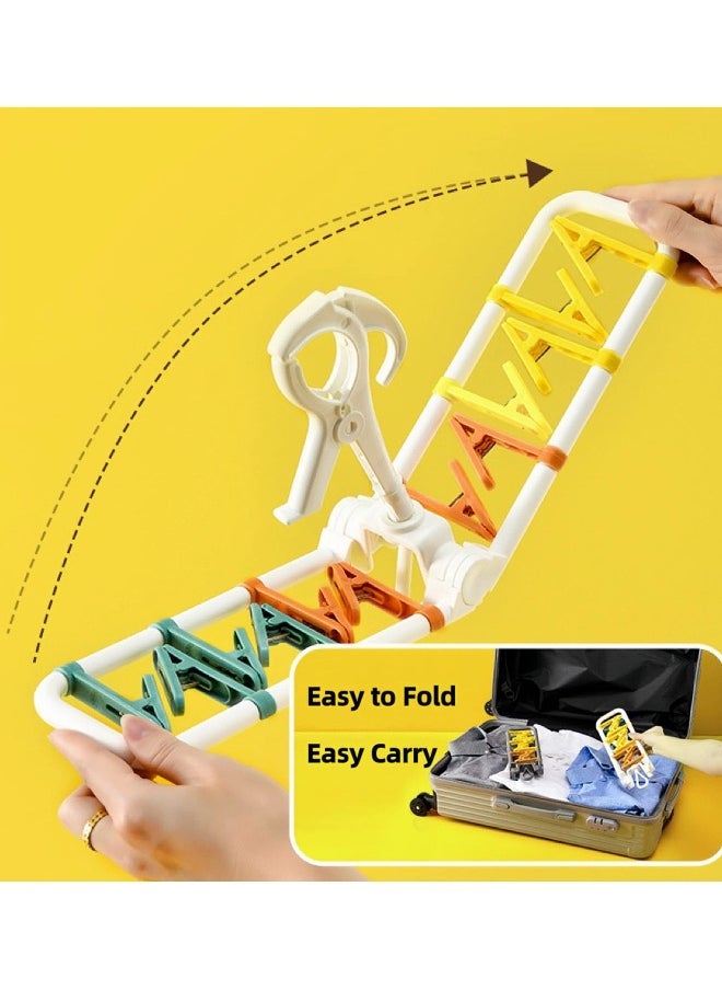 2 Pack Sock Drying Rack, with Clips,Drying Rack Clothing Foldable with 24 Sock Clips 360° Rotatable Hook for Drying Socks Towels Bras Gloves Baby Clothes Diaper Etc (17.7x3.7x8.6 inches)