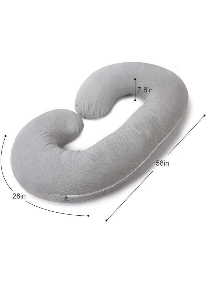 INSEN Pregnancy Pillow, C Shaped Full Body Pillow for Maternity Support with Zipper Jersey Cover