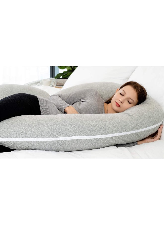 INSEN Pregnancy Pillow, C Shaped Full Body Pillow for Maternity Support with Zipper Jersey Cover